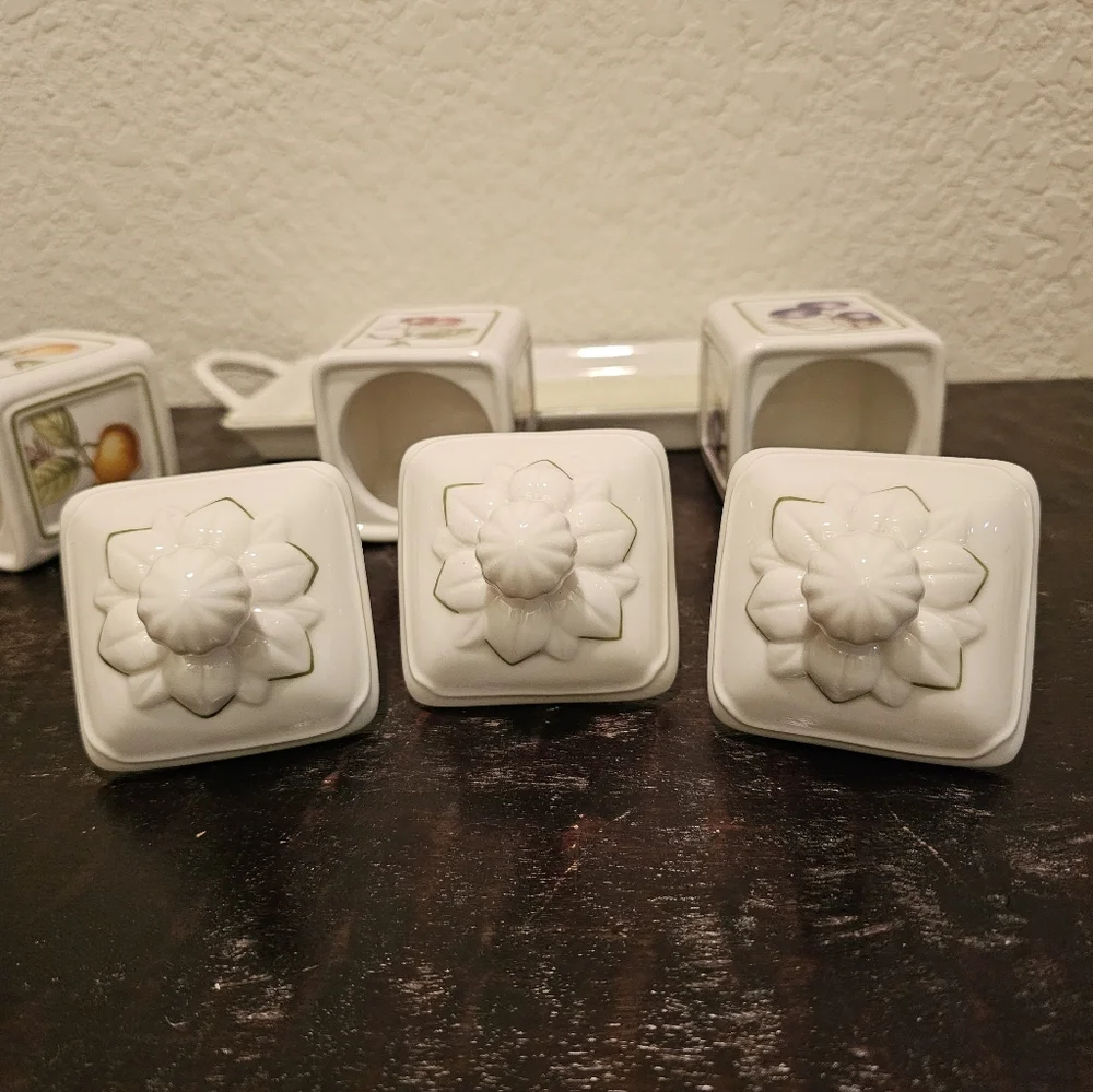 Cascara Charm by Villeroy & Boch Ceramic Pot Jam Jars Set & Tray - Picture 9 of 16